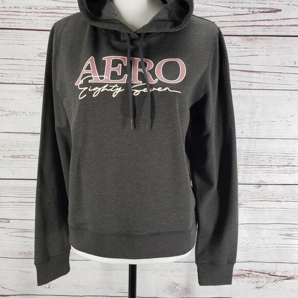 Aeropostale New Eighty Seven Gray Pullover Hoodie Size Medium - Picture 5 of 11